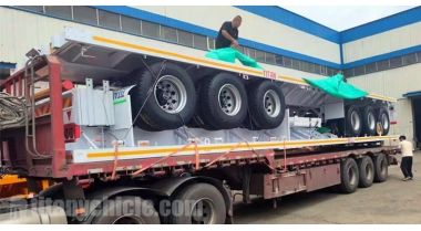 2 unidades de remolque de plataforma con pared frontal listo para enviar a Ghana