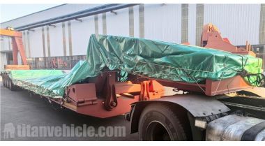 El remolque Lowboy de cuello de cisne desmontable de 4 ejes y 120 toneladas se enviará a Guam