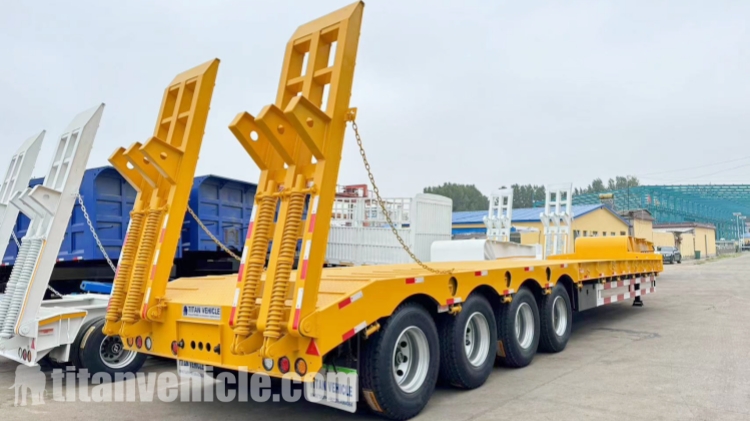 Semirremolque de plataforma baja en venta que se enviará a Sierra Leona