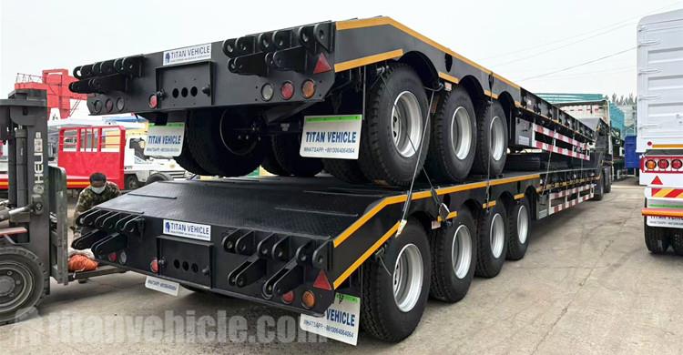 Remolques de plataforma baja de 3/4 ejes listos para enviar a África Central