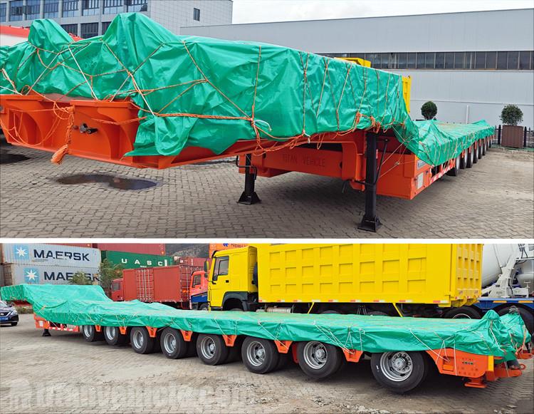 El remolque de plataforma baja extensible de 8 ejes se exportará a Ghana