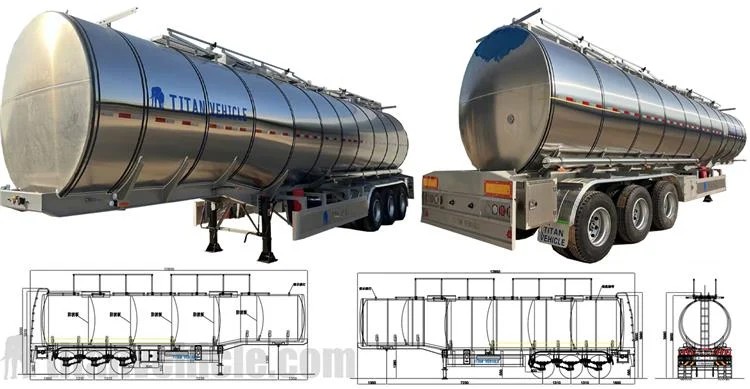 Remolque cisterna de acero inoxidable de tres ejes a la venta en los Emiratos &Aacute;rabes Unidos
