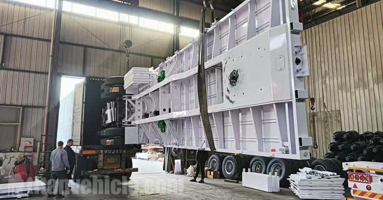 Semirremolque de tres ejes con laterales abatibles listo para enviar a Zimbabue