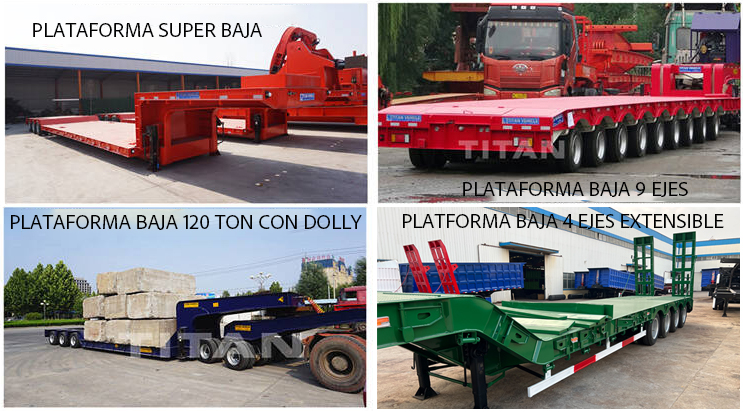 Varios tipos de remolques de plataforma baja