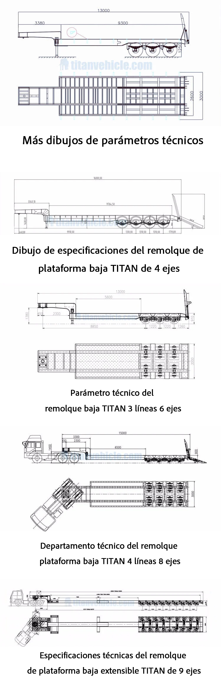 dibujo de plataforma baja con especificaciones