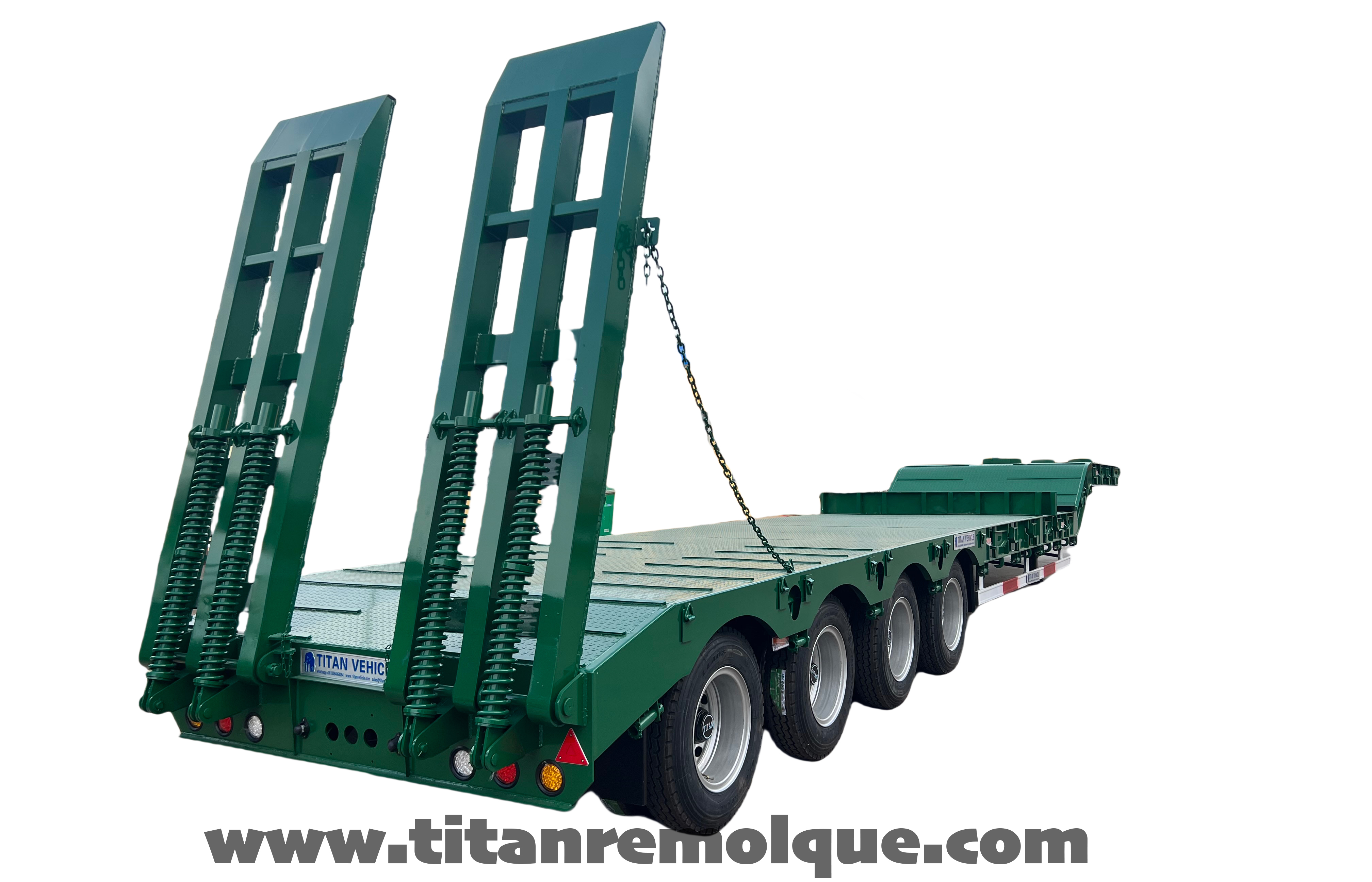 Semirremolque de plataforma baja 4 ejes 100 toneladas