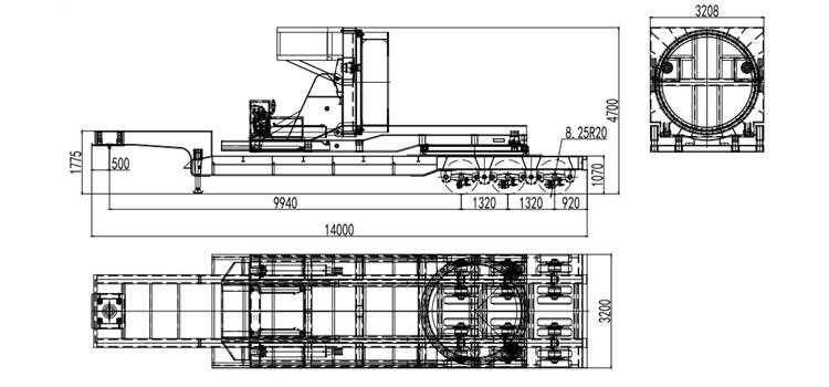 Dibujo del adaptador de transporte de palas de molino de viento