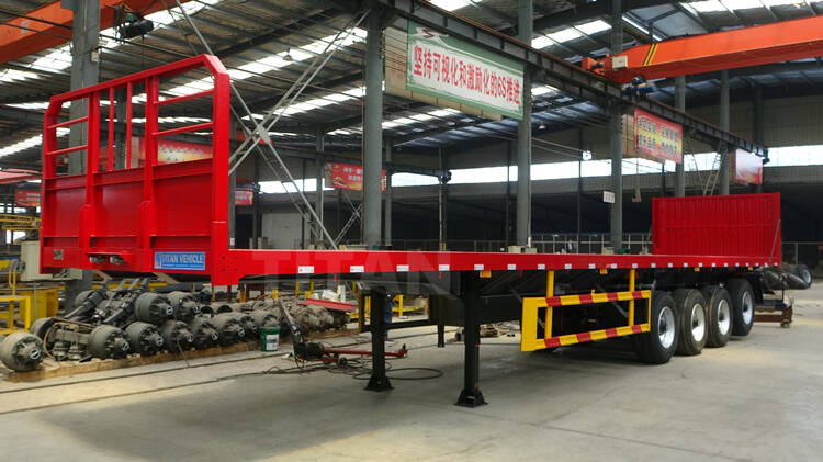 Remolque de plataforma portacontenedor con suspensión neumática de cuatro ejes