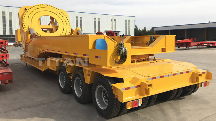 Detalles del remolque del adaptador de transporte de palas de aerogenerador