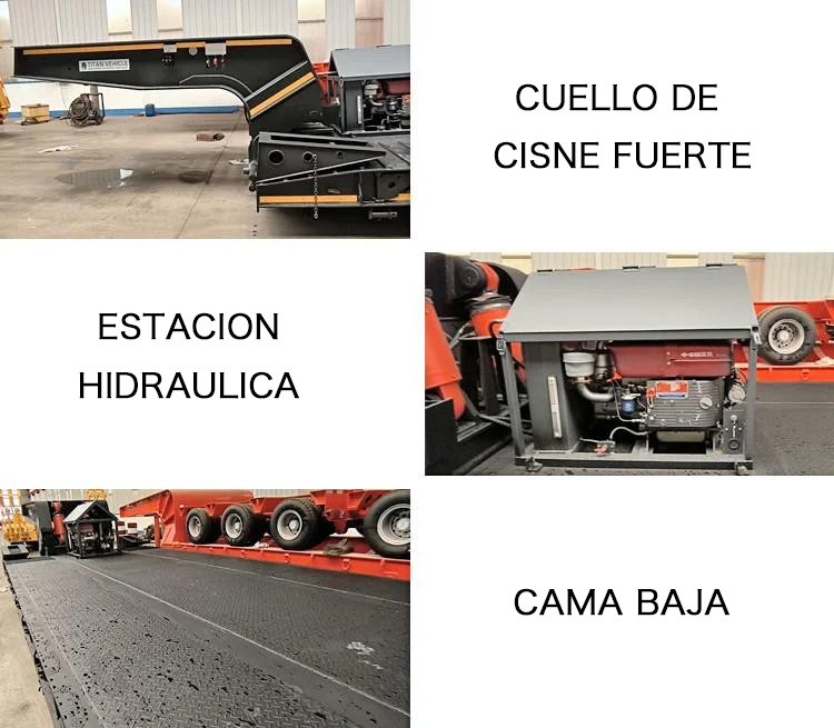 Remolque Lowboy de cuello de cisne desmontable de 3 ejes y 80 toneladas a la venta en México