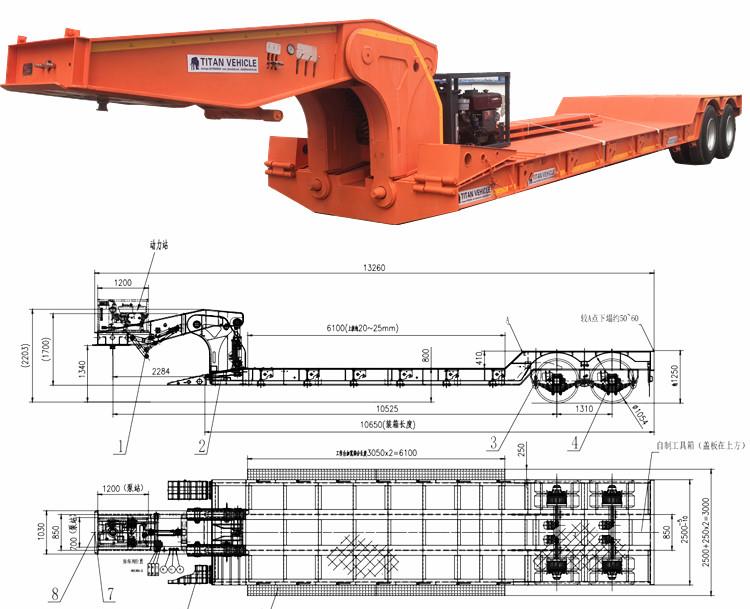 Remolque Lowboy de 2 ejes con carga frontal en venta en México