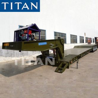 Semirremolque de plataforma baja desmontable con cuello de cisne y 100 toneladas de cuatro ejes